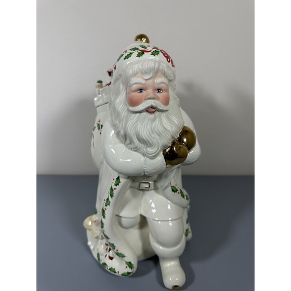 Lenox Santa Cookie Jar in Original Box 13" Holiday Skating Christmas Excellent - Picture 2 of 7